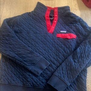 Patagonia Navy and Red Quilted Pullover
